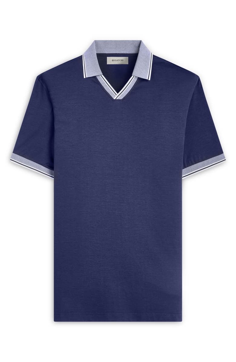 Bugatchi Tipped Johnny Collar Polo, Alternate, color, Navy