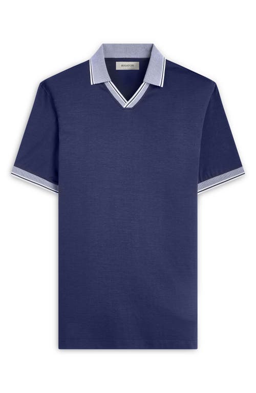 Bugatchi Tipped Johnny Collar Polo In Navy