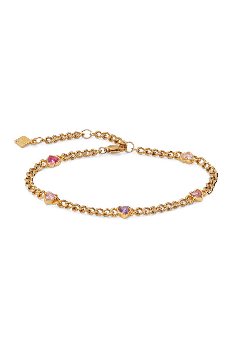 Heart Curb Chain Bracelet, Main, color, Gold