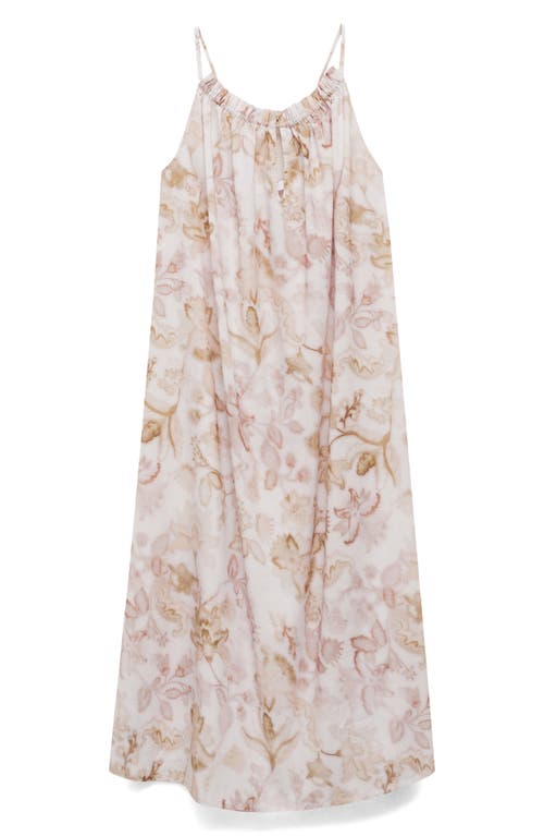 Mango Floral Cotton Nightgown In Light/pastel Grey