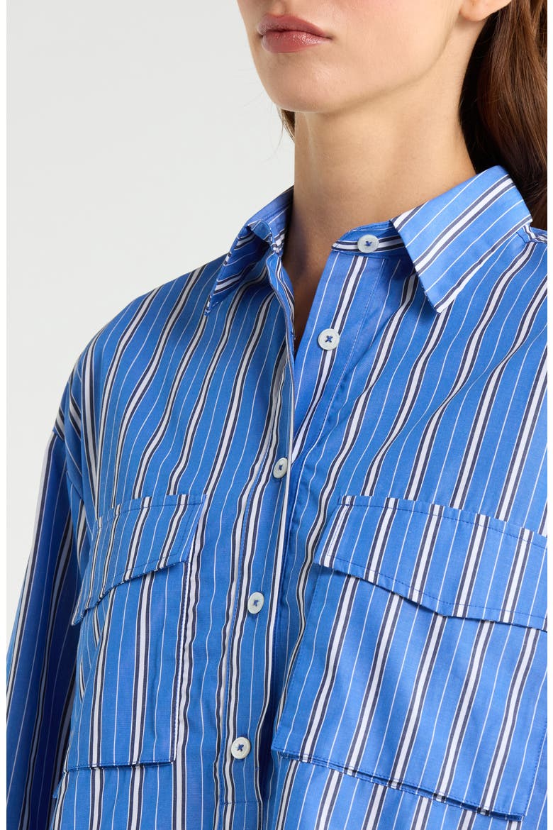 Stripe Double Pocket Cotton Button-Up Shirt, Alternate, color, BLUE ROWAN STRIPE