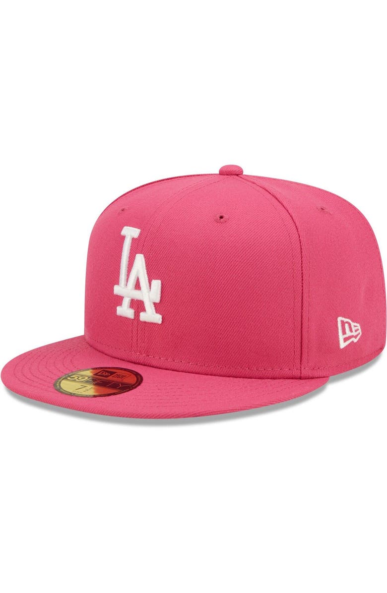 New Era Men's New Era Beetroot Los Angeles Dodgers Logo 59FIFTY Fitted Hat, Main, color, 