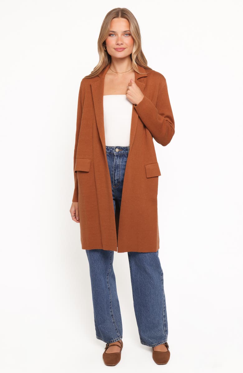 Petal & Pup Intarsia Chester Horses Longline Coatigan, Alternate, color, Brown