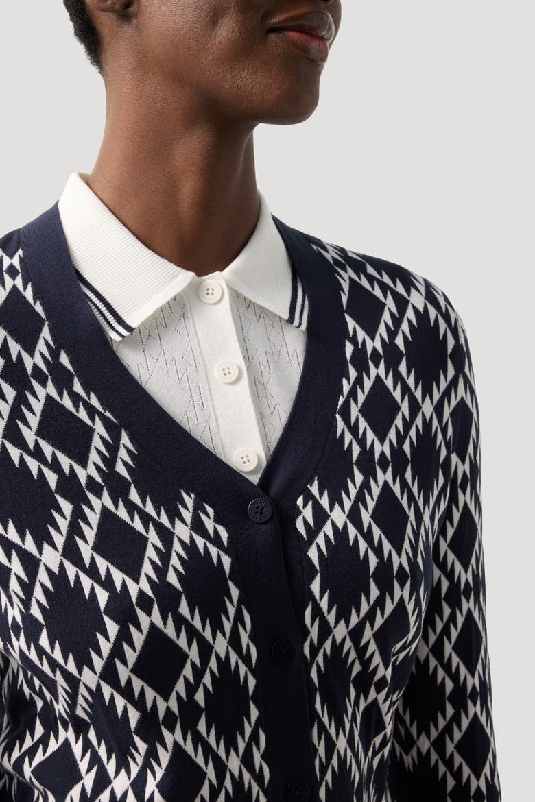 Amber Knit Jacket, Alternate, color, Navy blue/white