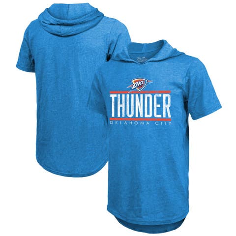 Men's Majestic Threads  Blue Oklahoma City Thunder Tri-Blend Hoodie T-Shirt