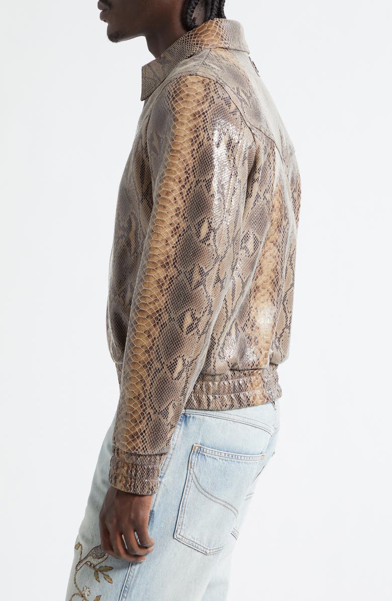 AMIRI Snake Embossed Leather Western Jacket, Alternate, color, Brown Multi