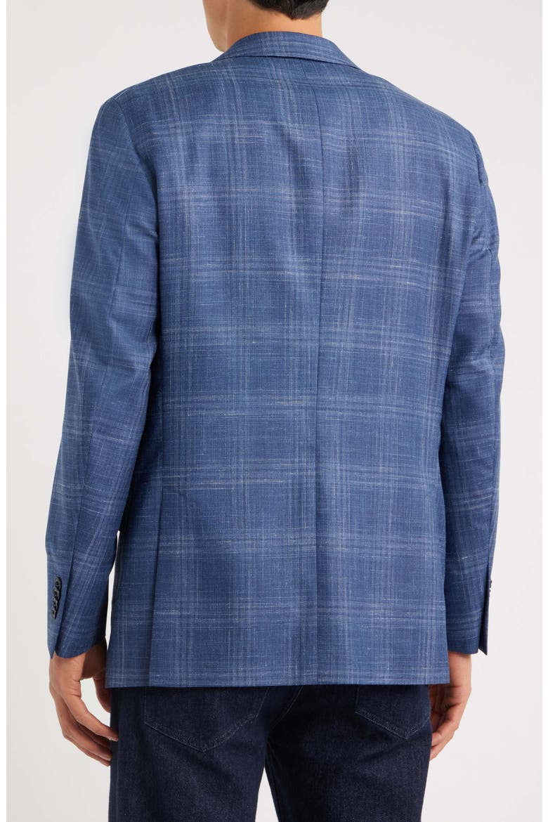 Hyperlight Soft Blue Plaid Slub Wool & Silk Blend Sport Coat, Alternate, color, BLUE
