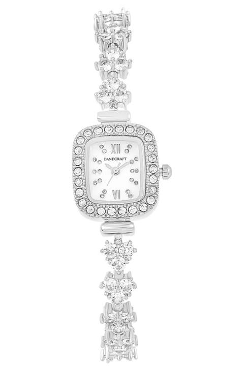 Crystal Mother-of-Pearl Quartz Bracelet Watch, 20mm