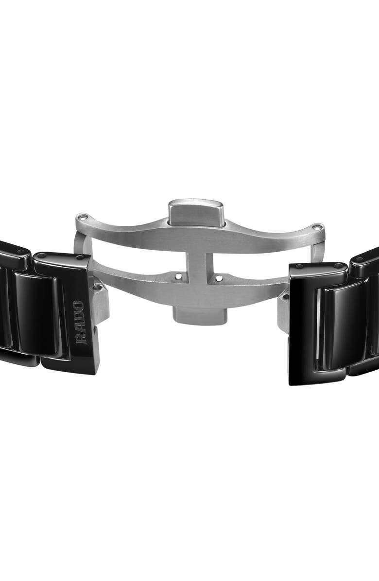 RADO True Square Diamond Automatic Open Heart Bracelet Watch, 38mm, Alternate, color, Black