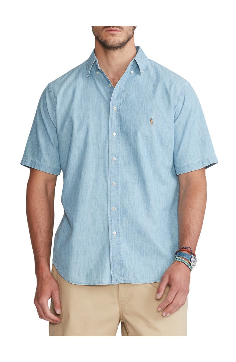 Polo Ralph Lauren Big & Tall Chambray Sport Shirt, Main, color, Lt Indigo