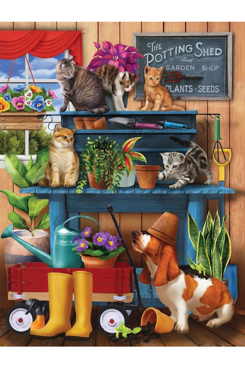 Trouble in the Potting Shed 300 piece Jigsaw Puzzle for Adults, Alternate, color, Multicolor