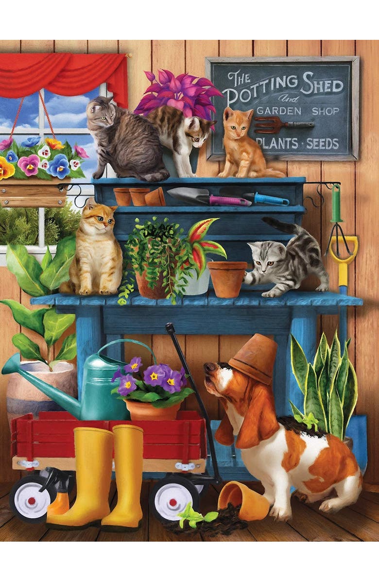 Sunsout Trouble in the Potting Shed 300 piece Jigsaw Puzzle for Adults, Alternate, color, Multicolor