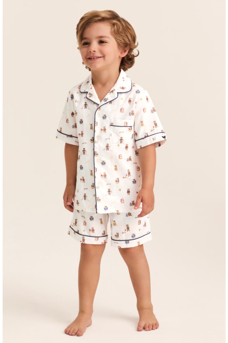 Kids' Two-Piece Cotton Blend Short Pajamas, Alternate, color, MEDIUM BROWN