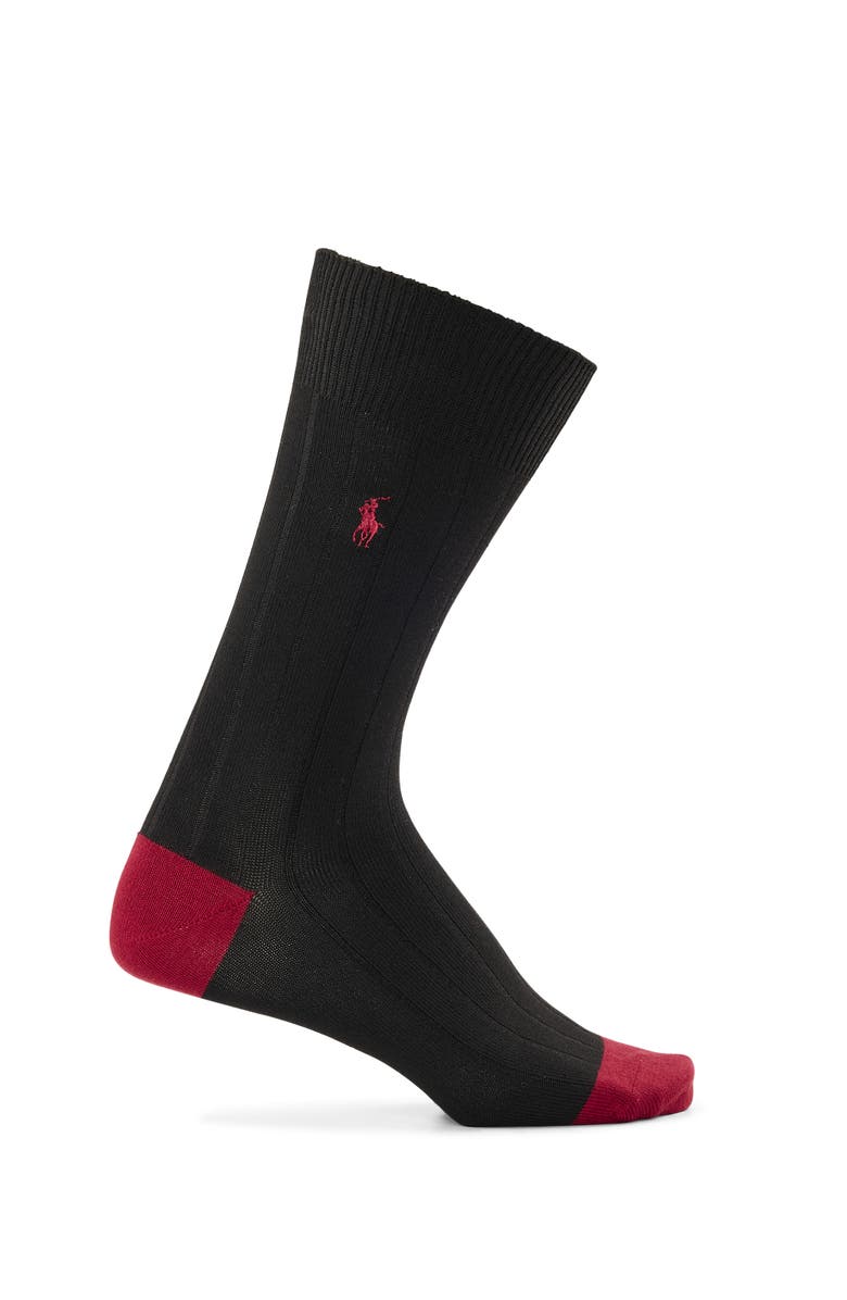 Polo Ralph Lauren Big & Tall 3-pk Colorblocked Ribbed Dress Socks, Alternate, color, New Black