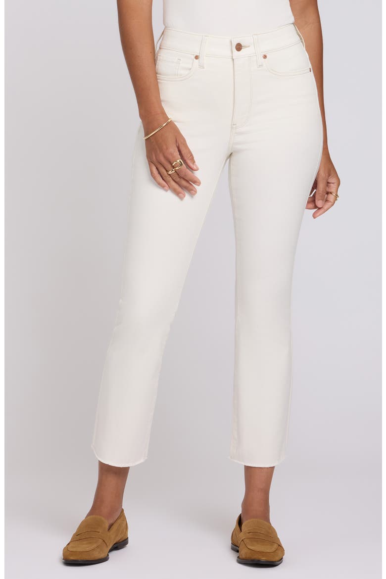 Billie Mini High Waist Fray Hem Ankle Bootcut Jeans, Main, color, VINTAGE WHITE