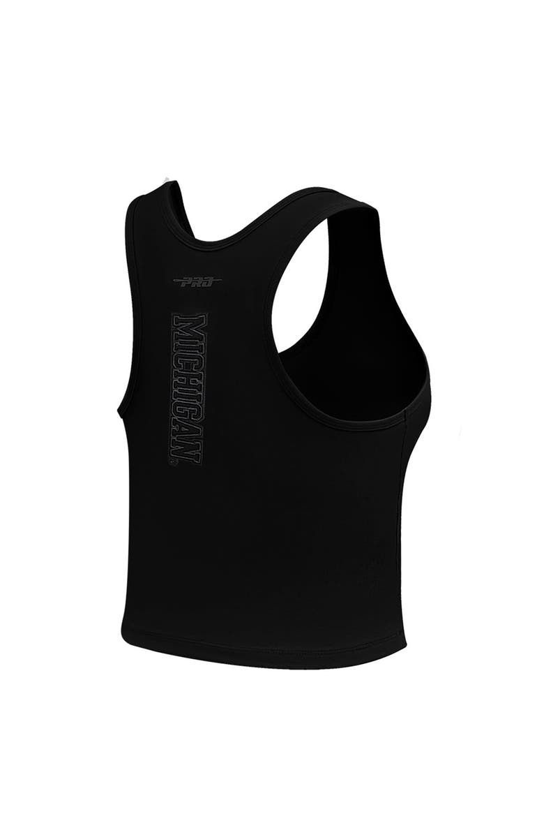 PRO STANDARD Women's Pro Standard Black Michigan Wolverines Tonal Neutral Fitted Waist Length Racerback Tank Top, Alternate, color, 