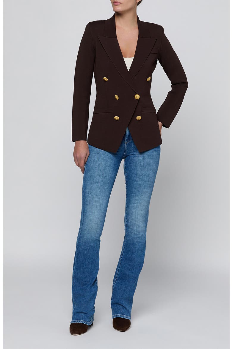 Amelia Knit Blazer, Alternate, color, DARK JAVA/ GOLD