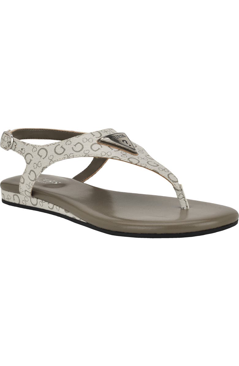 GUESS Jerrah Faux Leather Thong Sandal, Main, color, White