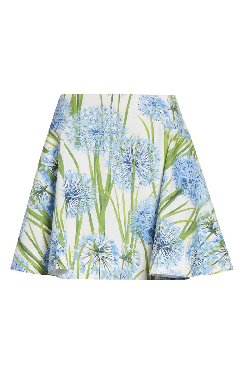 Oscar de la Renta Allium Cotton Stretch Poplin Skirt, Alternate, color, Blue/ White