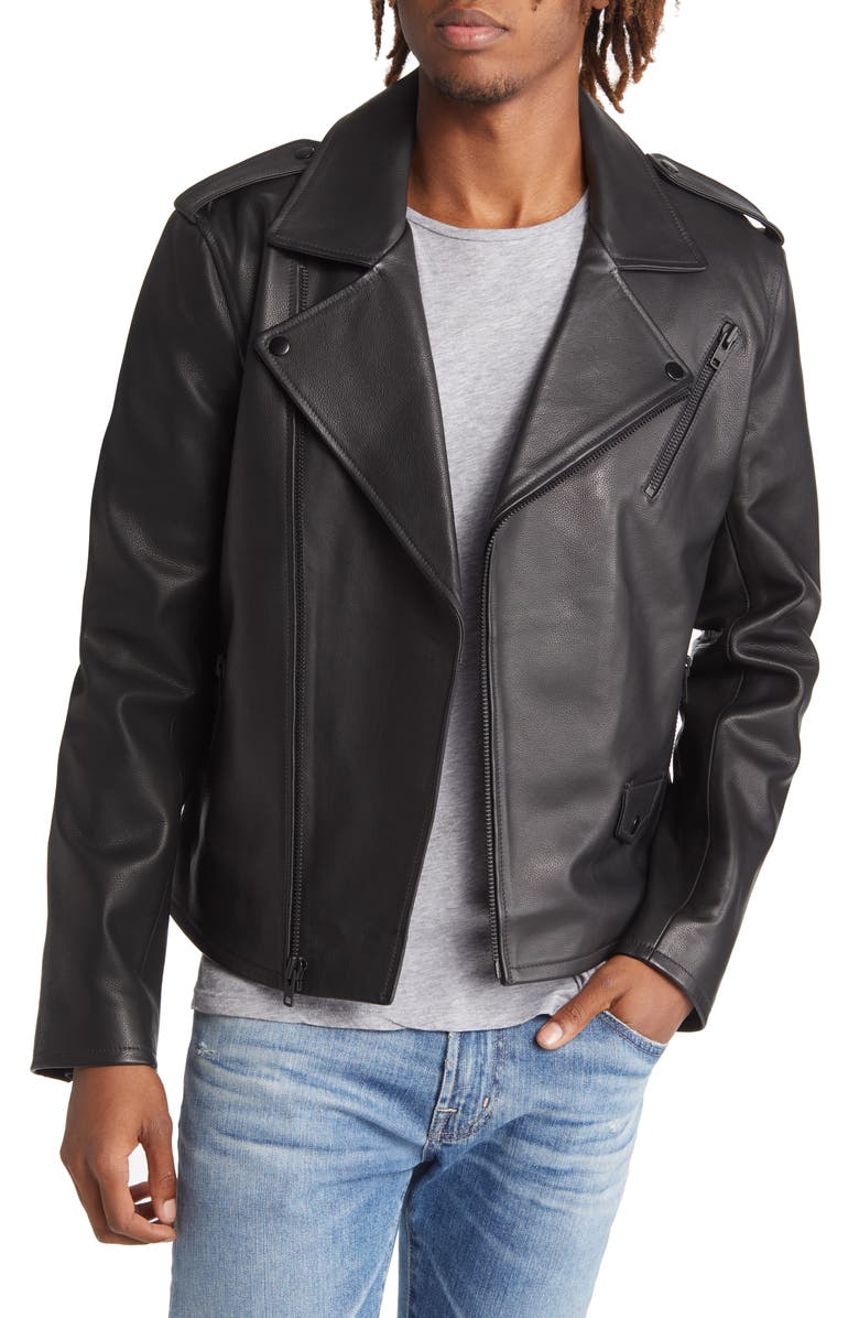 Treasure & Bond Monochrome Leather Biker Jacket, Main, color,