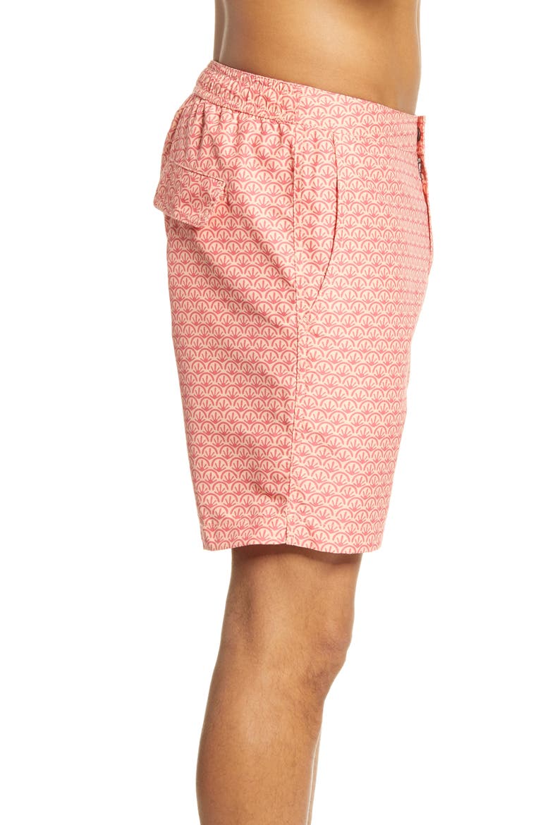 Calder 7.5-Inch Shell Print Swim Trunks, Alternate, color, PEACH FUZZ