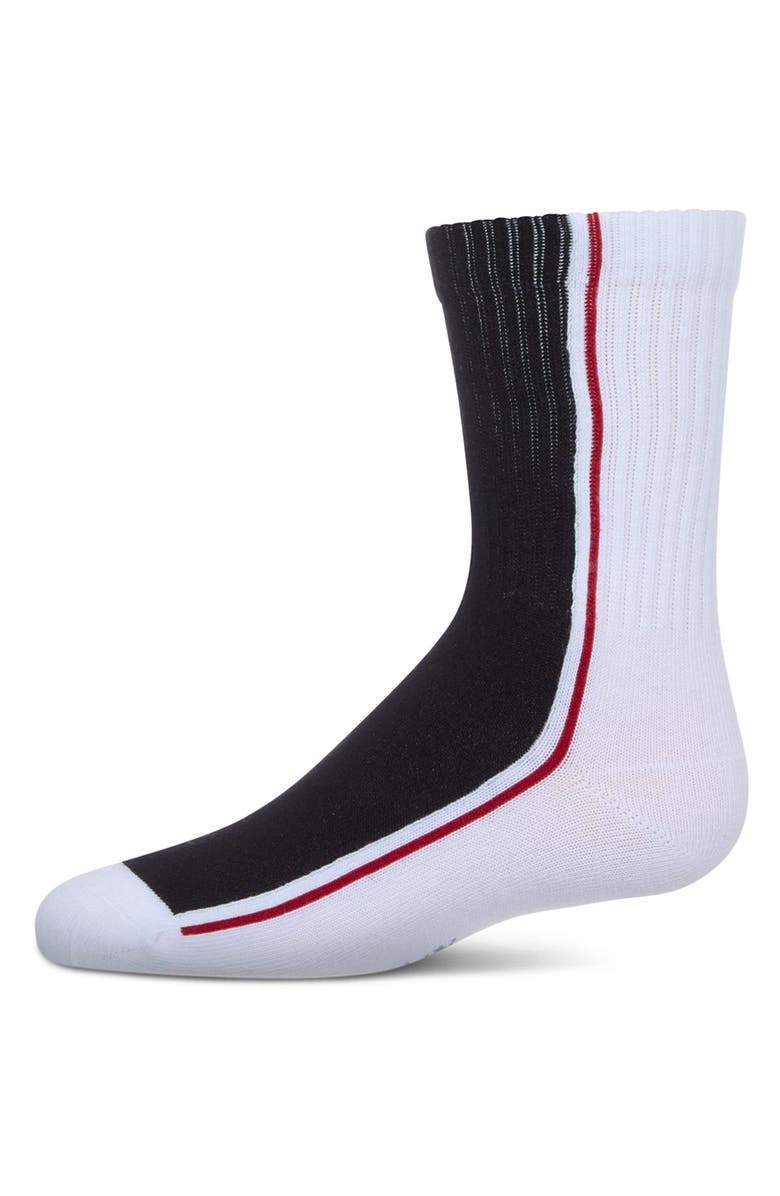 MeMoi Color Block Stripe Crew Socks, Main, color, Black