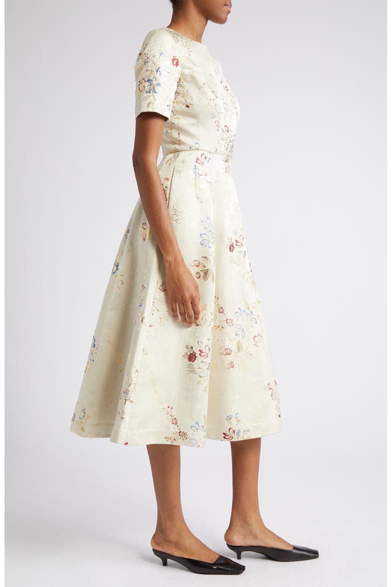 Eloise Floral Jacquard Dress, Alternate, color, CHAMPAGNE MULTI