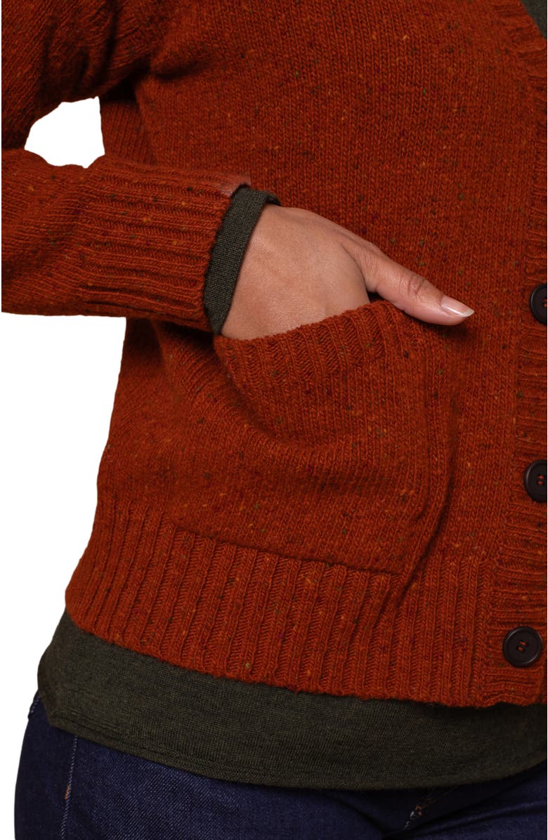 Celtic & Co. Donegal Boxy V-Neck Cardigan, Alternate, color, Rust