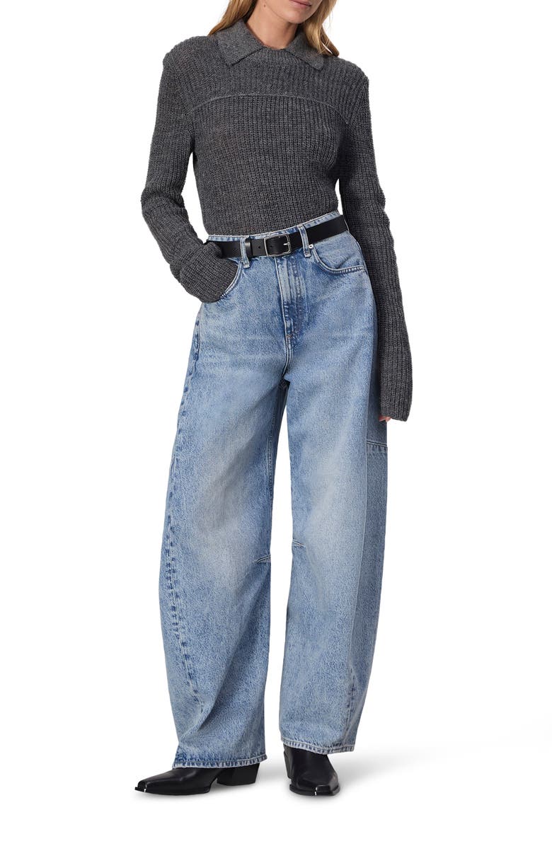 rag & bone Madix Wool & Alpaca Blend Sweater Polo, Alternate, color, Charcoal