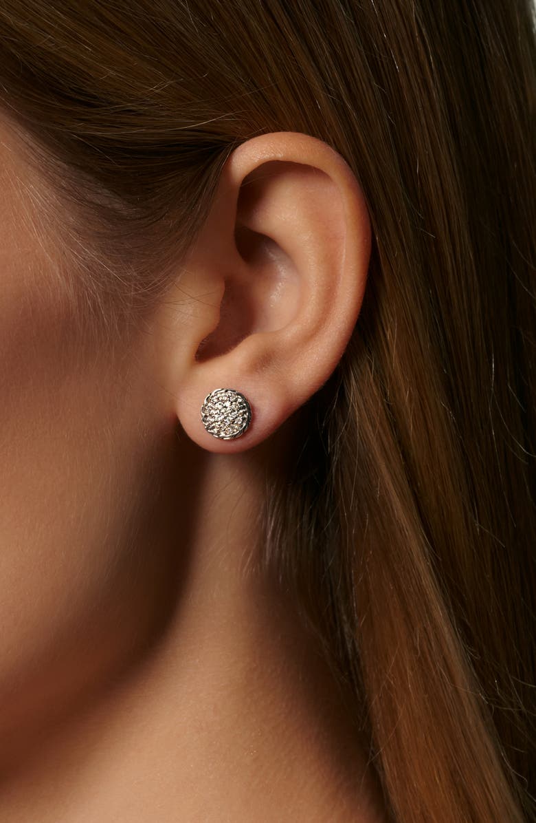 John Hardy Chain Classic Pavé Diamond Stud Earrings, Alternate, color, Silver