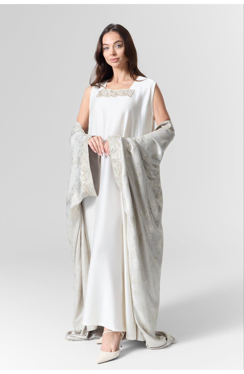 Le Fafo Luna Metallic Silk Abaya Set, Alternate, color, 