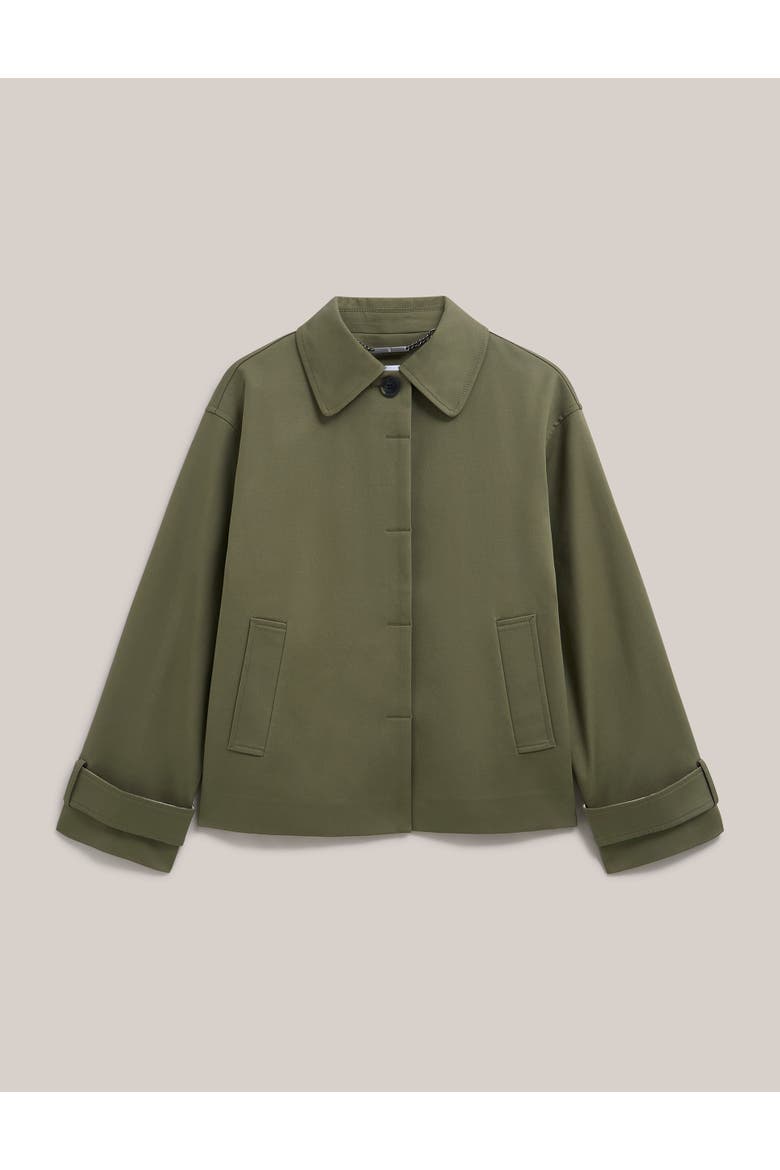 Frida Collared Cropped Trench Coat, Alternate, color, Olive Green