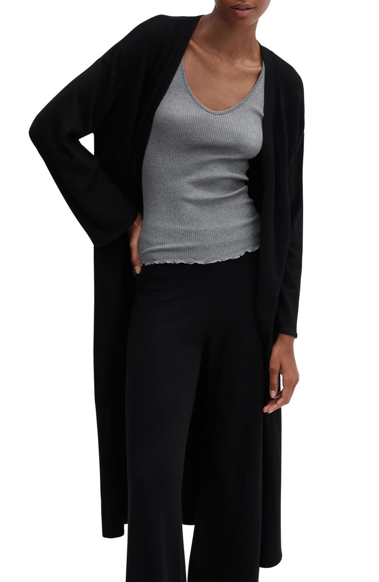 MANGO Fine Knit Open Front Long Cardigan, Main, color, 