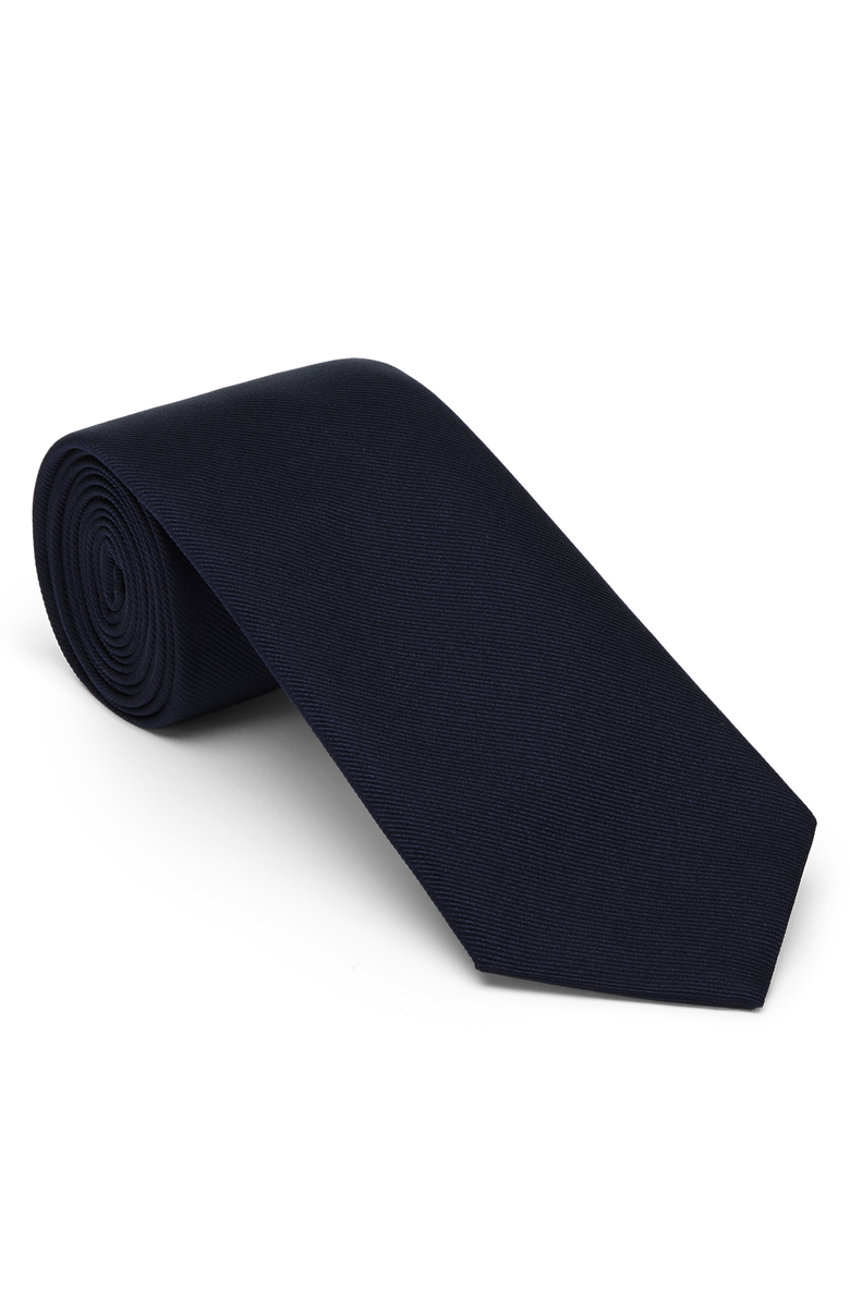 Brunello Cucinelli Silk twill tie, Main, color, Navy Blue