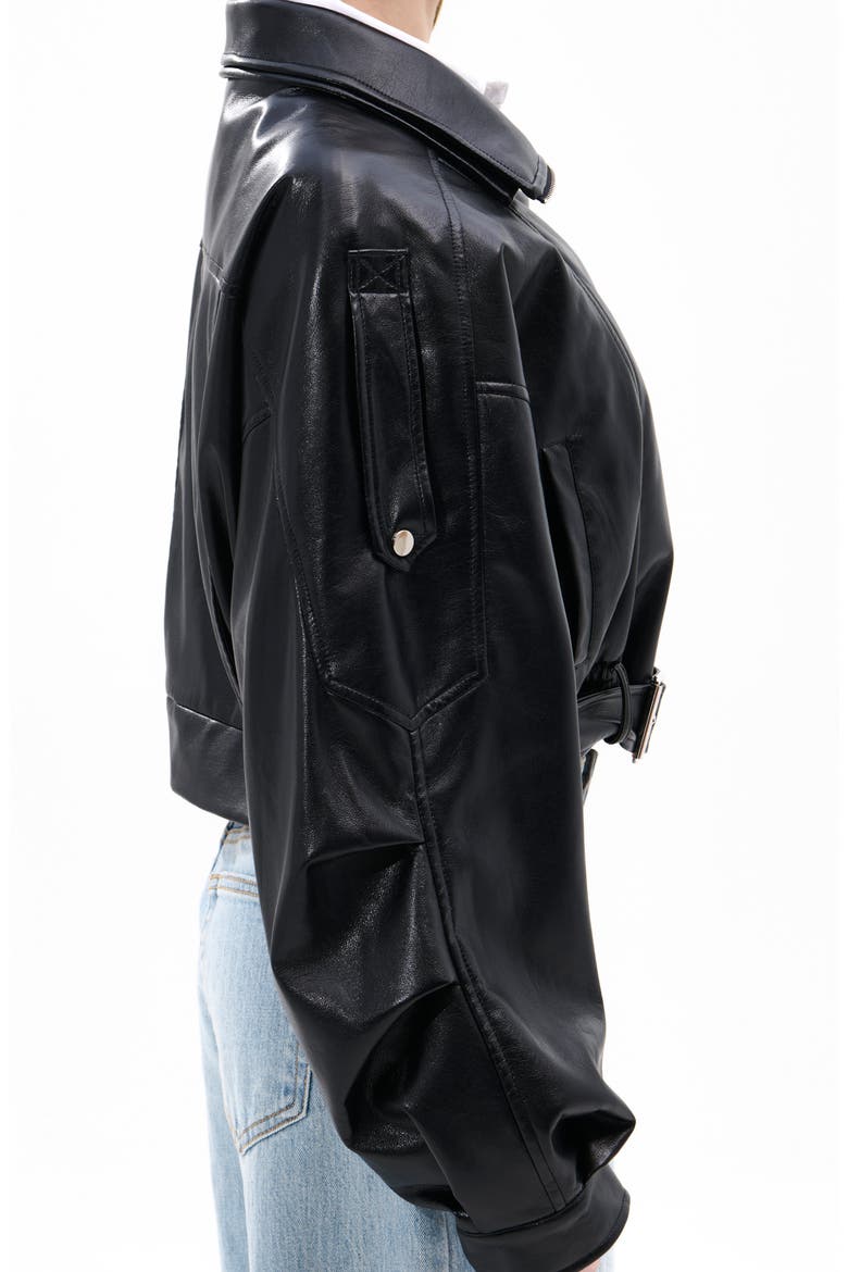 Faux Leather Moto Jacket, Alternate, color, BLACK
