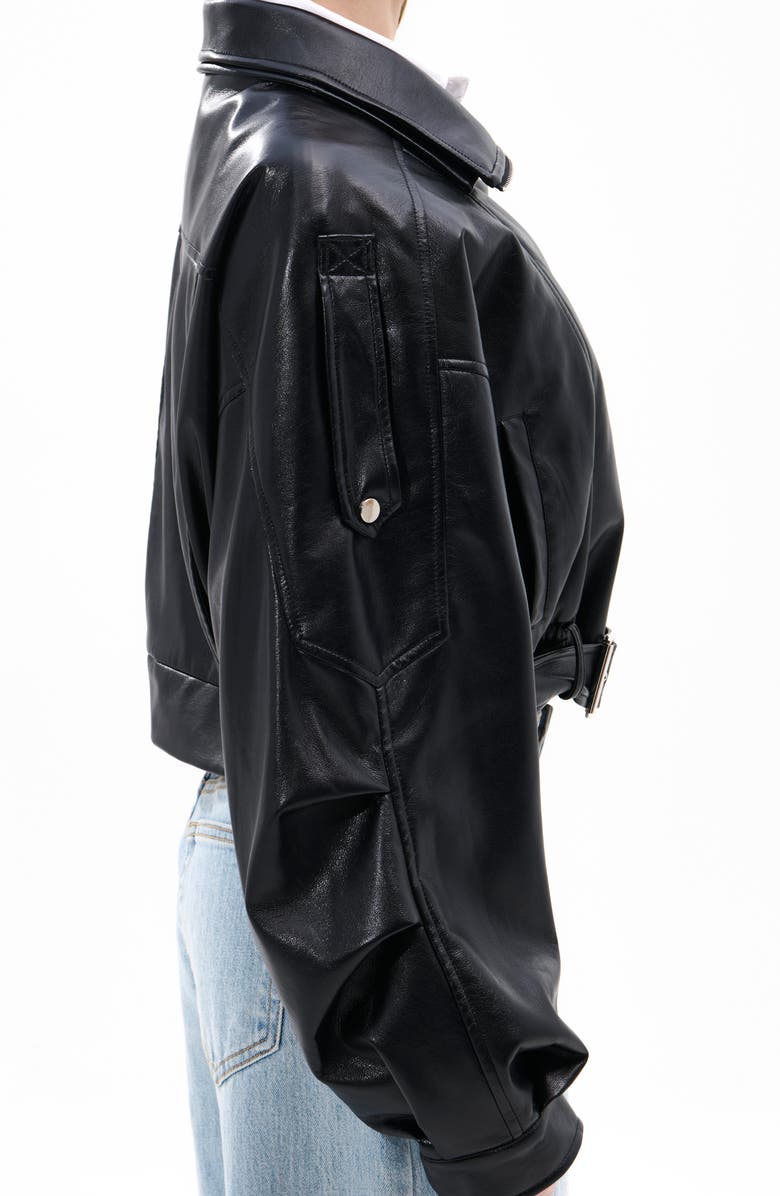 AZALEA WANG Faux Leather Moto Jacket, Alternate, color, Black