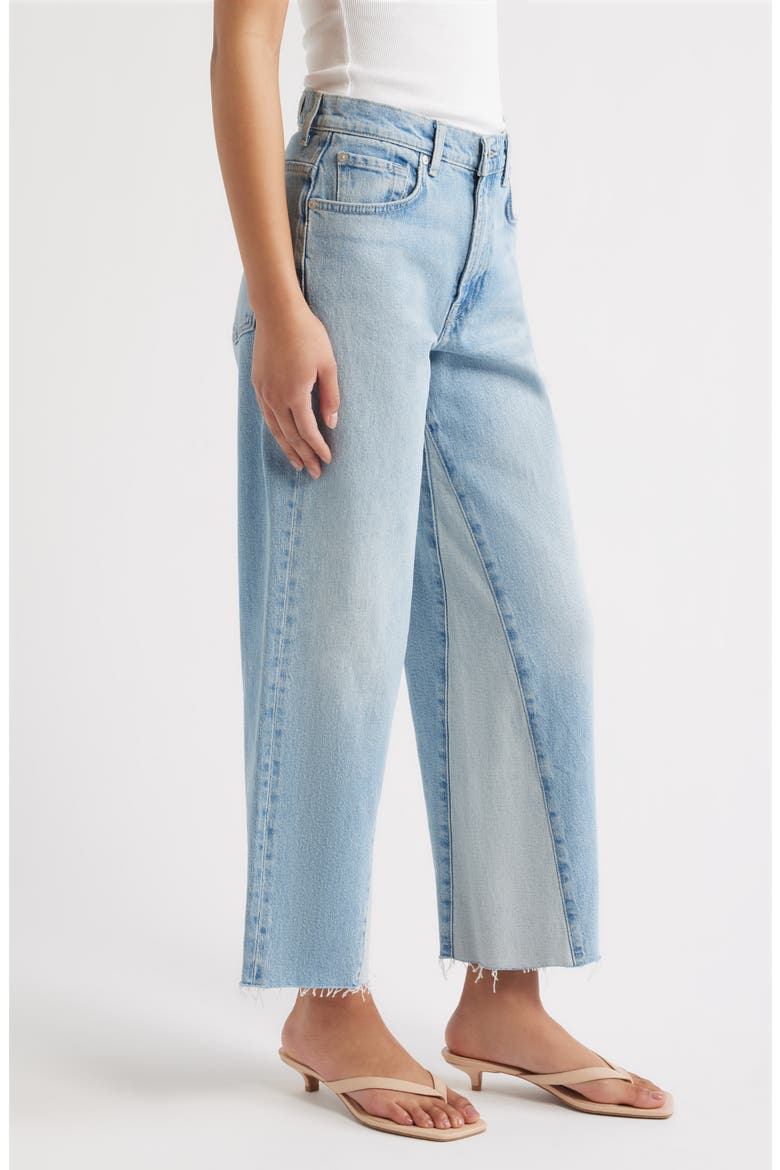 Stovepipe Two-Tone High Waist Ankle Straight Leg Jeans, Alternate, color, SEABREEZE