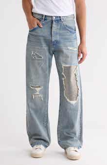 Beaded Repair High Waist Baggy Jeans