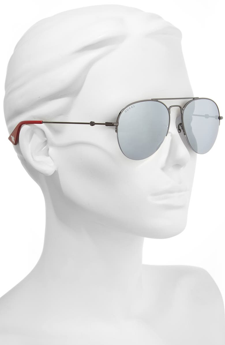 Gucci 56mm Aviator Sunglasses, Alternate, color,