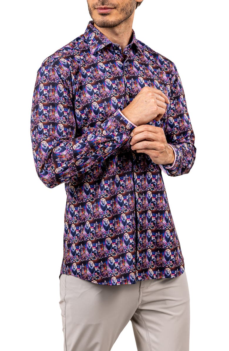 Maceoo Fibonacci Stretch Ascension 3320 Contemporary Fit Button-Up Shirt, Alternate, color, Pink