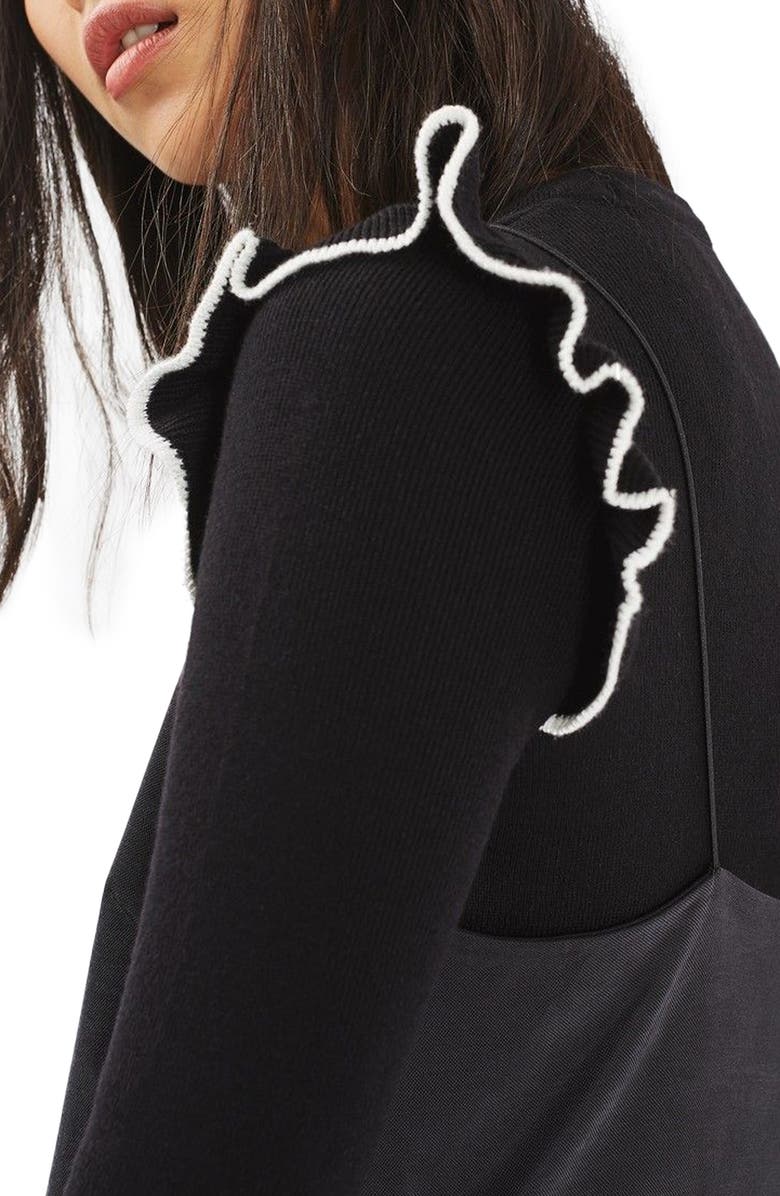Topshop Tipped Ruffle Crop Sweater, Alternate, color, 