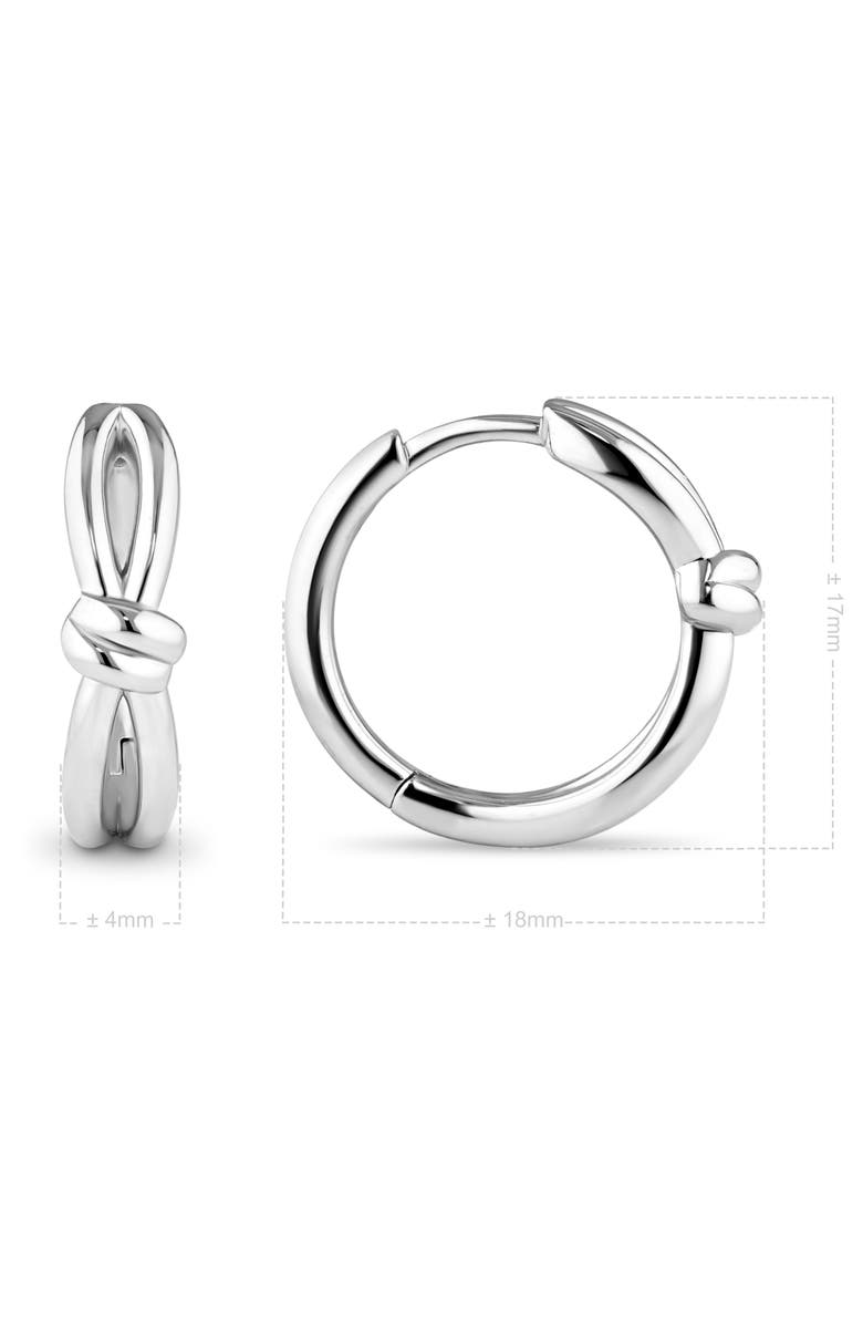 DEVATA Love Knot Hoop Earrings in Rhodium Plated Sterling Silver, 18mm, Alternate, color, Silver