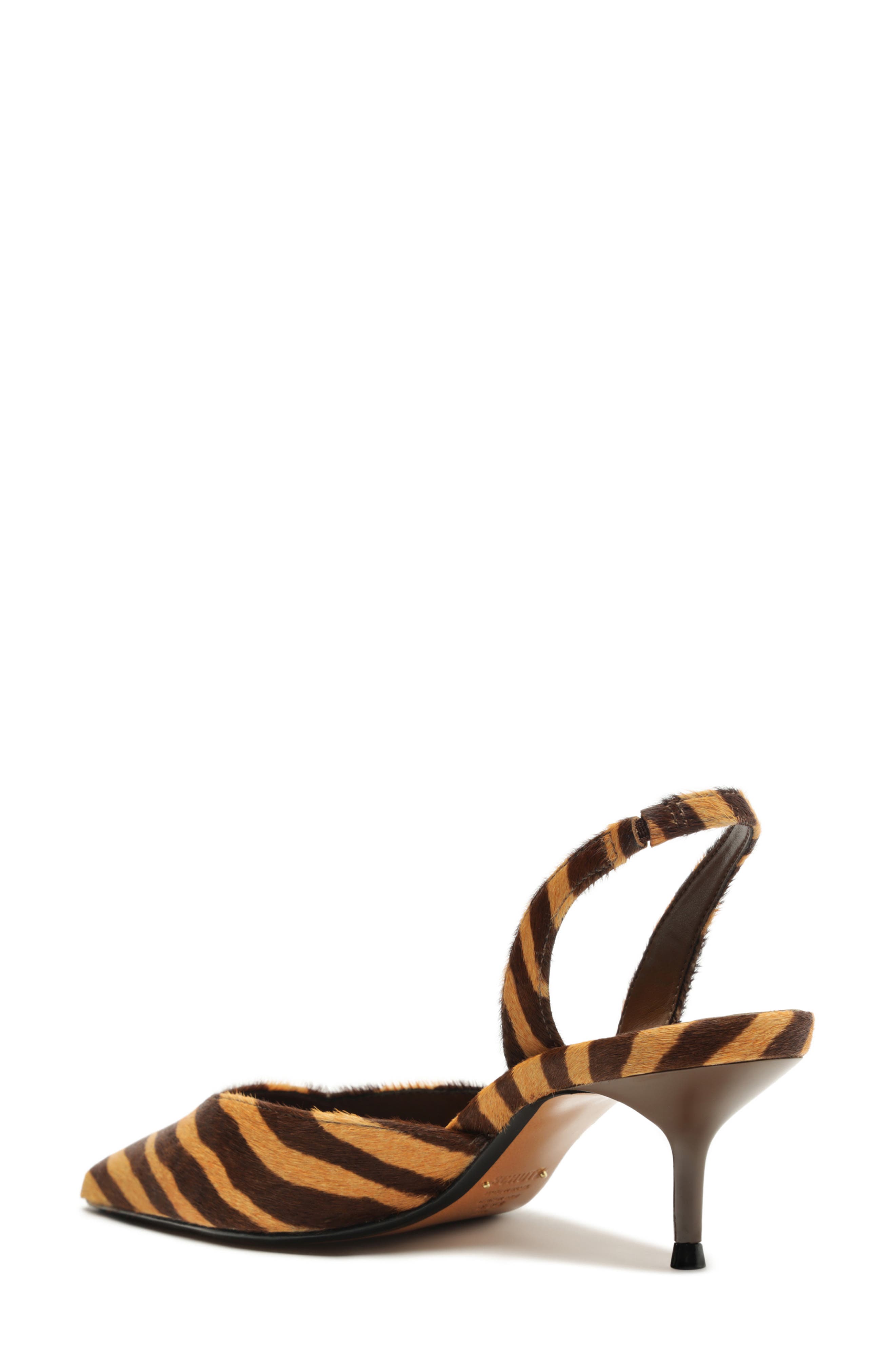 Schutz Paola Mid Slingback Pointed Toe Pump, Alternate, color, Natural Calf Hair