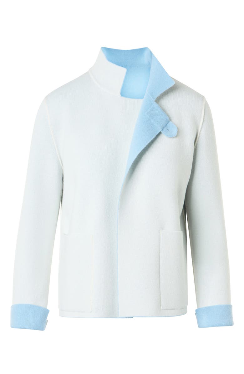 Akris Reversible Cashmere Jacket, Alternate, color, Powder Blue-Ecru