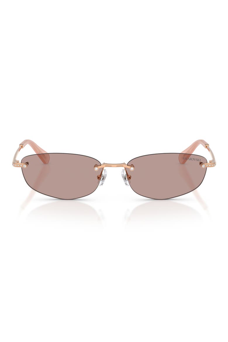 57mm Irregular Sunglasses, Main, color, ROSE GOLD / LIGHT PURPLE BROWN
