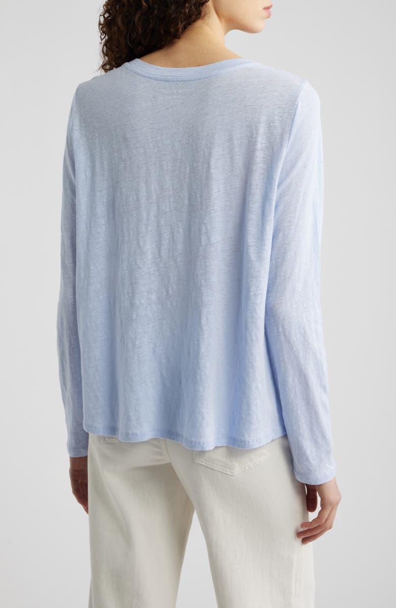 Eileen Fisher Organic Linen Long Sleeve T-Shirt, Alternate, color, Airy Blue