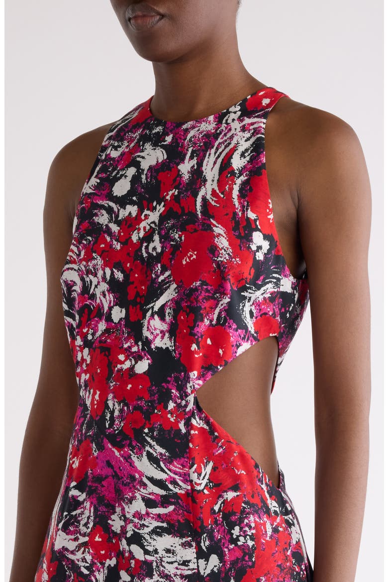 Print Fluid Cutout Dress, Alternate, color, FUCHSIA