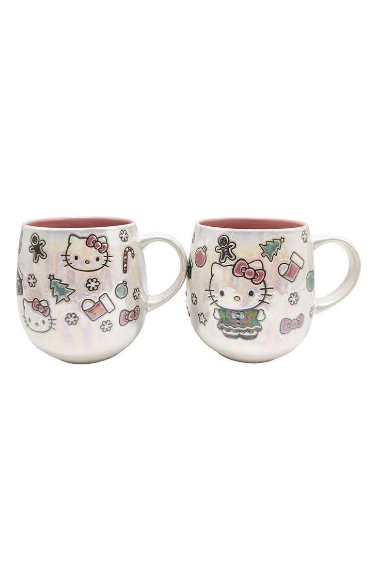 SPECTRUM x Hello Kitty Luster Holiday Set of 2 Stoneware Mugs, Main, color, Multi