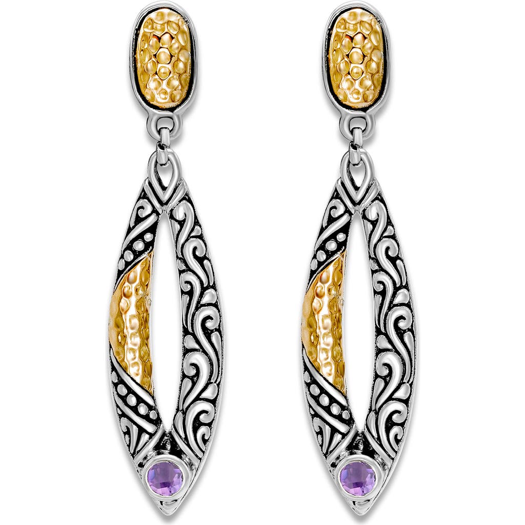 Samuel B. Sterling Silver &18k Gold Marquise Drop Earrings In Purple