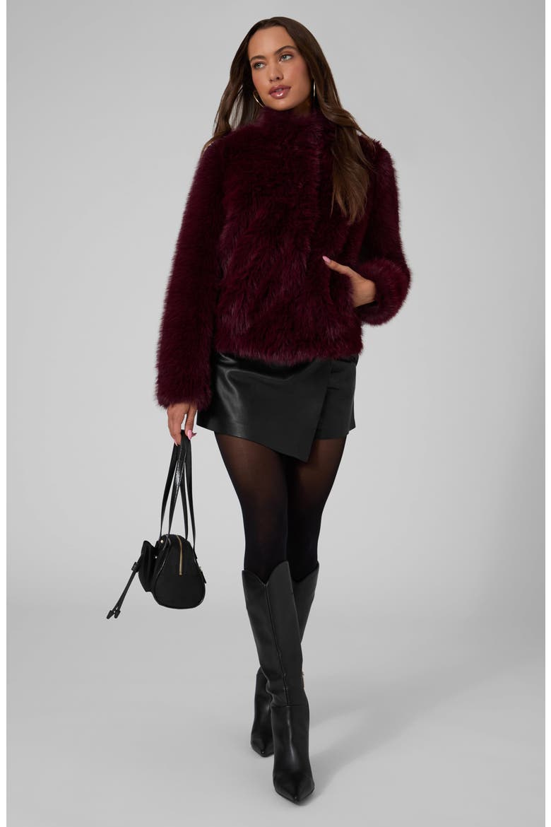 New Luna Faux Fur Jacket, Alternate, color, WINE